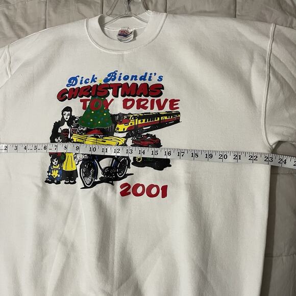 Vintage Crewneck Sweatshirt Size Large White Toy Drive 2001 Dick Biondi Hanes - Picture 5 of 7